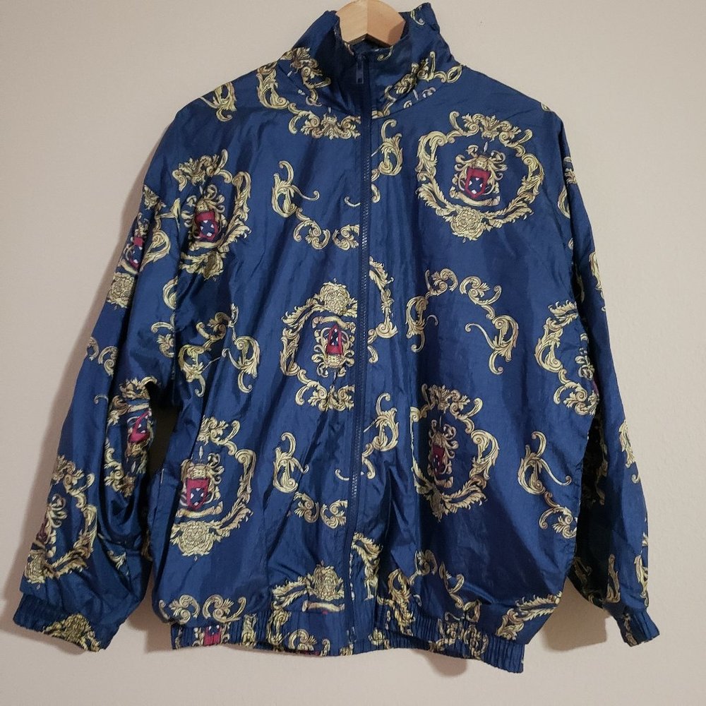 Vintage 1980s Slade Blue Gold Windbreaker Jacket